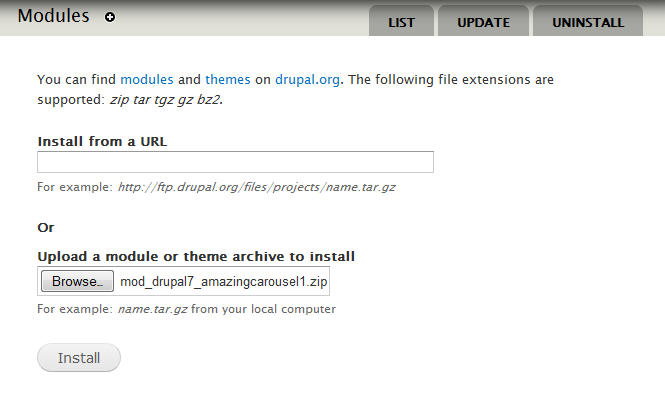 Install Drupal jQuery carousel module